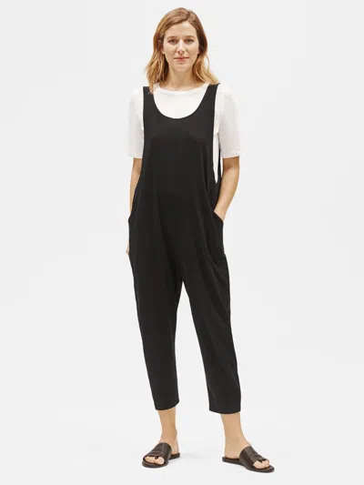 Eileen Fisher Traceable Organic Cotton Slouchy Cropped Jumpsuit In Black