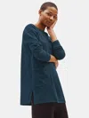 Eileen Fisher Traceable Organic Cotton Stretch Bateau Neck Tunic In Blue