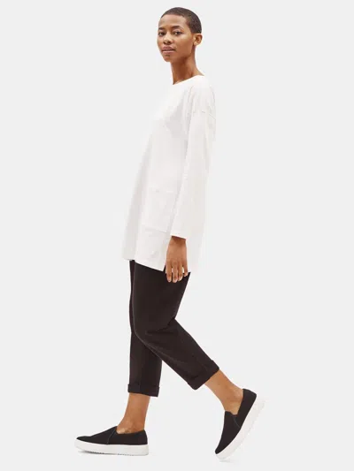 Eileen Fisher Traceable Organic Cotton Stretch Bateau Neck Tunic In White