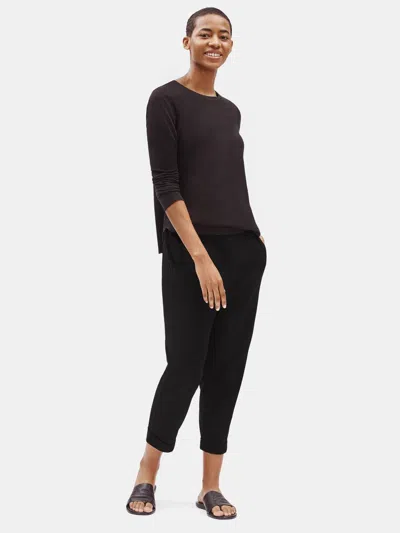 Eileen Fisher Traceable Organic Cotton Stretch Slouchy Cropped Pant In Burgundy