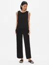 Eileen Fisher Traceable Organic Cotton Stretch Wide-leg Pant In Black