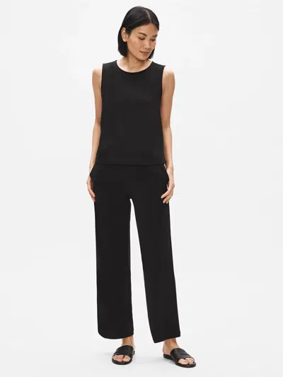 Eileen Fisher Traceable Organic Cotton Stretch Wide-leg Pant In Black