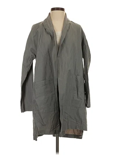 Pre-owned Eileen Fisher Trenchcoat In Gray