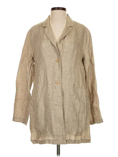 Pre-owned Eileen Fisher Trenchcoat In Tan