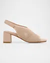 Eileen Fisher Trudy Knit Slingback Block-heel Sandals In Sandstone