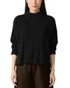 Eileen Fisher Cotton Fluff Rib Turtleneck Top In Black