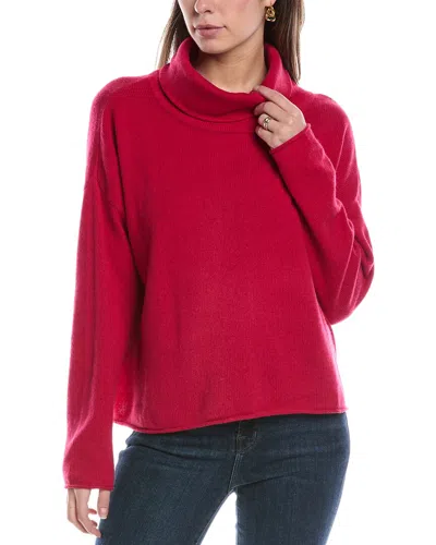 Eileen Fisher Turtleneck Cashmere-blend Box-top In Pink