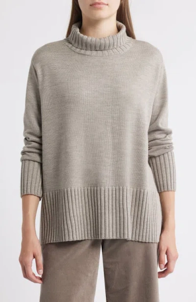 Eileen Fisher Turtleneck Merino Wool Sweater In Gray