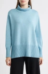 Eileen Fisher Turtleneck Merino Wool Sweater In Blue