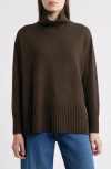 Eileen Fisher Turtleneck Merino Wool Sweater In Brown