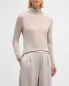 Eileen Fisher Turtleneck Sheer Knit Top In Dove