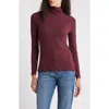 Eileen Fisher Turtleneck Stretch Organic Cotton Blend Top In Brown