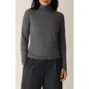 Eileen Fisher Melange Sheer Knit Turtleneck Sweater In Gray