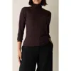 Eileen Fisher Turtleneck Stretch Organic Cotton Blend Top In Purple