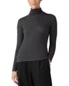 Eileen Fisher Sheer Knit Turtleneck Top In Charcoal In Charcoal