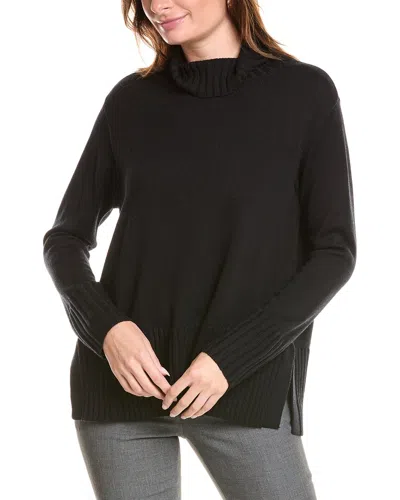 Eileen Fisher Turtleneck Wool Pullover In Black