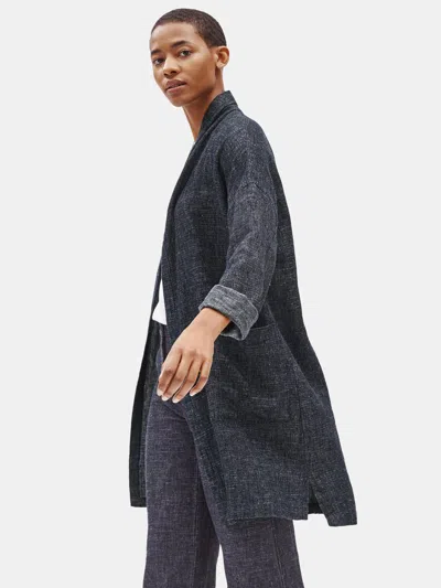 Eileen Fisher Tweedy Hemp Organic Cotton Long Coat In Purple