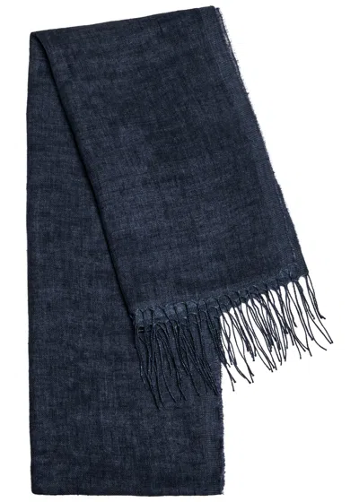 Eileen Fisher Two-tone Linen Scarf In Blue