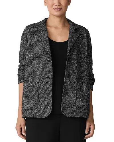 Eileen Fisher Two Tone Terry Jacket In Black/white