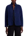 Eileen Fisher Button-down Organic Cotton Terry Jacket In Ink