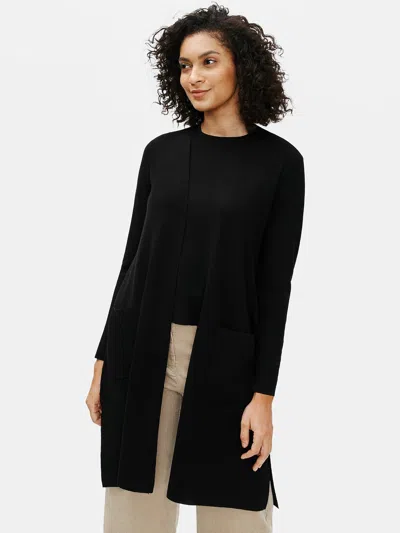 Eileen Fisher Ultrafine Merino Cardigan In Responsible Wool In Black