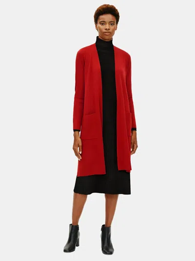 Eileen Fisher Ultrafine Merino Cardigan In Responsible Wool In Red