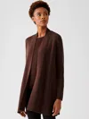 Eileen Fisher Ultrafine Merino Long Cardigan In Responsible Wool In Brown