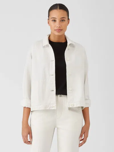 Eileen Fisher Undyed Organic Cotton Denim Jacket In Neutral