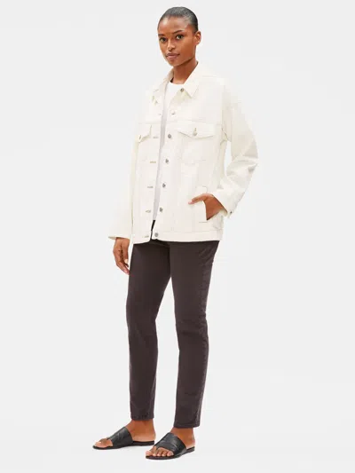 Eileen Fisher Undyed Organic Cotton Denim Jacket In Neutral