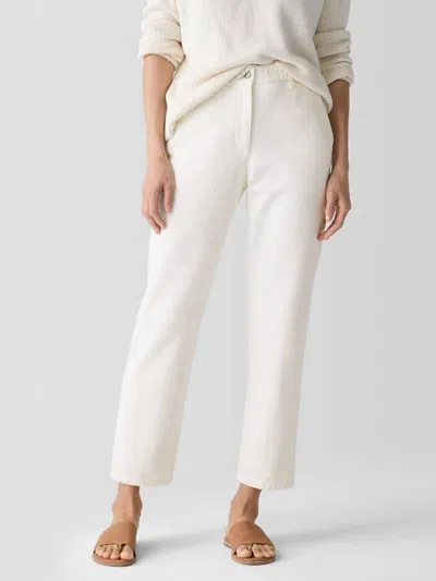 Eileen Fisher Undyed Utility Organic Cotton Tapered Pants In Natural In White