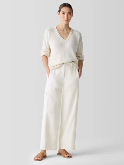 Eileen Fisher Undyed Utility Organic Cotton Wide-leg Cargo Pant In Undyed Natural