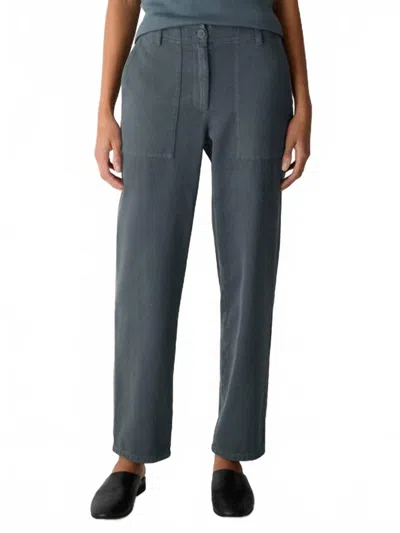 Eileen Fisher Utility Cotton Tapered Pant In Eucalyptus In Gray