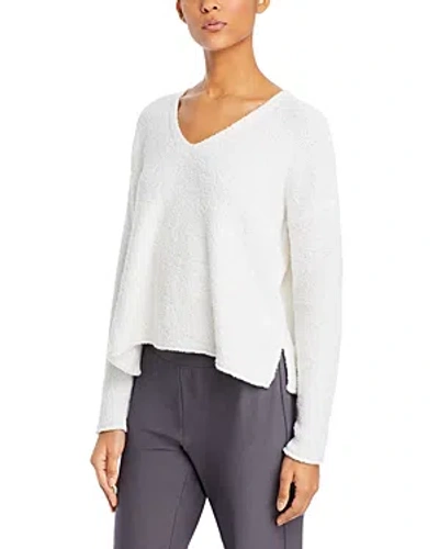 Eileen Fisher V Neck Boxy Sweater In White