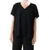 Eileen Fisher V-neck Boxy Top In Black In Black
