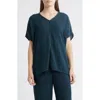 Eileen Fisher V-neck Boxy Tunic Top In Green