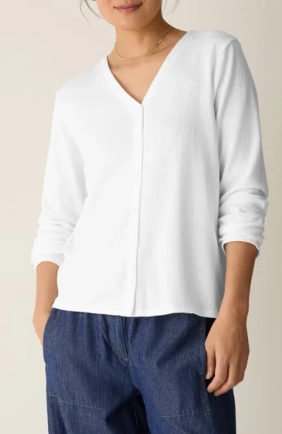 Eileen Fisher V-neck Button Front Cardigan In White
