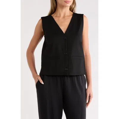Eileen Fisher V-neck Button Front Vest In Animal Print
