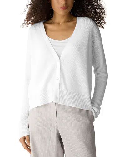 Eileen Fisher V Neck Cardigan Sweater In White