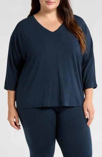 Eileen Fisher V-neck Dolman Sleeve Top In Deep Adriatic