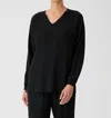 Eileen Fisher V-neck Dolman Sleeve Top In Black In Black