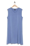 Eileen Fisher V-neck Jersey Tank Dress In Blue