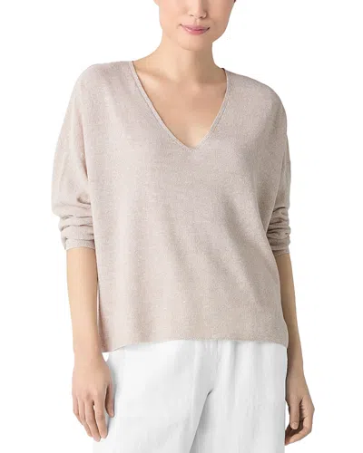 EILEEN FISHER LINEN COTTON V NECK SWEATER