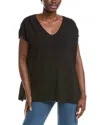 Eileen Fisher V-neck Linen-blend Tunic In Black