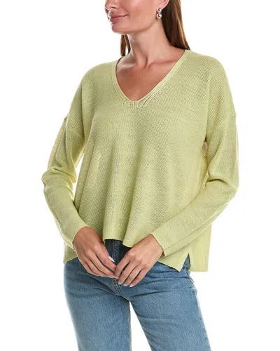 Eileen Fisher V-neck Linen Box Top In Yellow