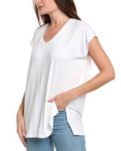 Eileen Fisher V-neck Long Boxy Top In White