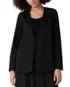 Eileen Fisher V-neck Organic Cotton Blend Ponte Jacket In Black