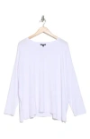 Eileen Fisher V-neck Long Sleeve Boxy T-shirt In White