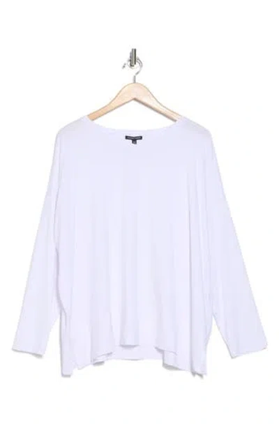 Eileen Fisher V-neck Long Sleeve Boxy T-shirt In White