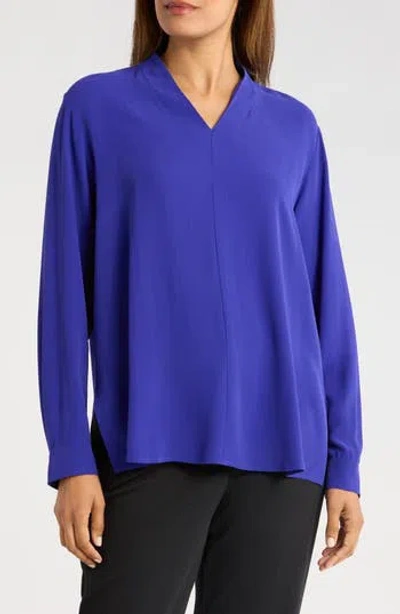 Eileen Fisher V-neck Long Sleeve Silk Top