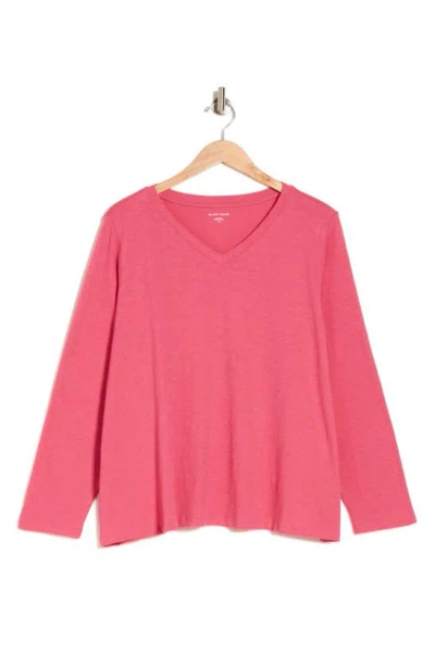 Eileen Fisher V-neck Long Sleeve T-shirt In Pink